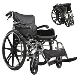 Wheelchair Manual Transport Folding Carbon Steel 20 In Seat Quick Release