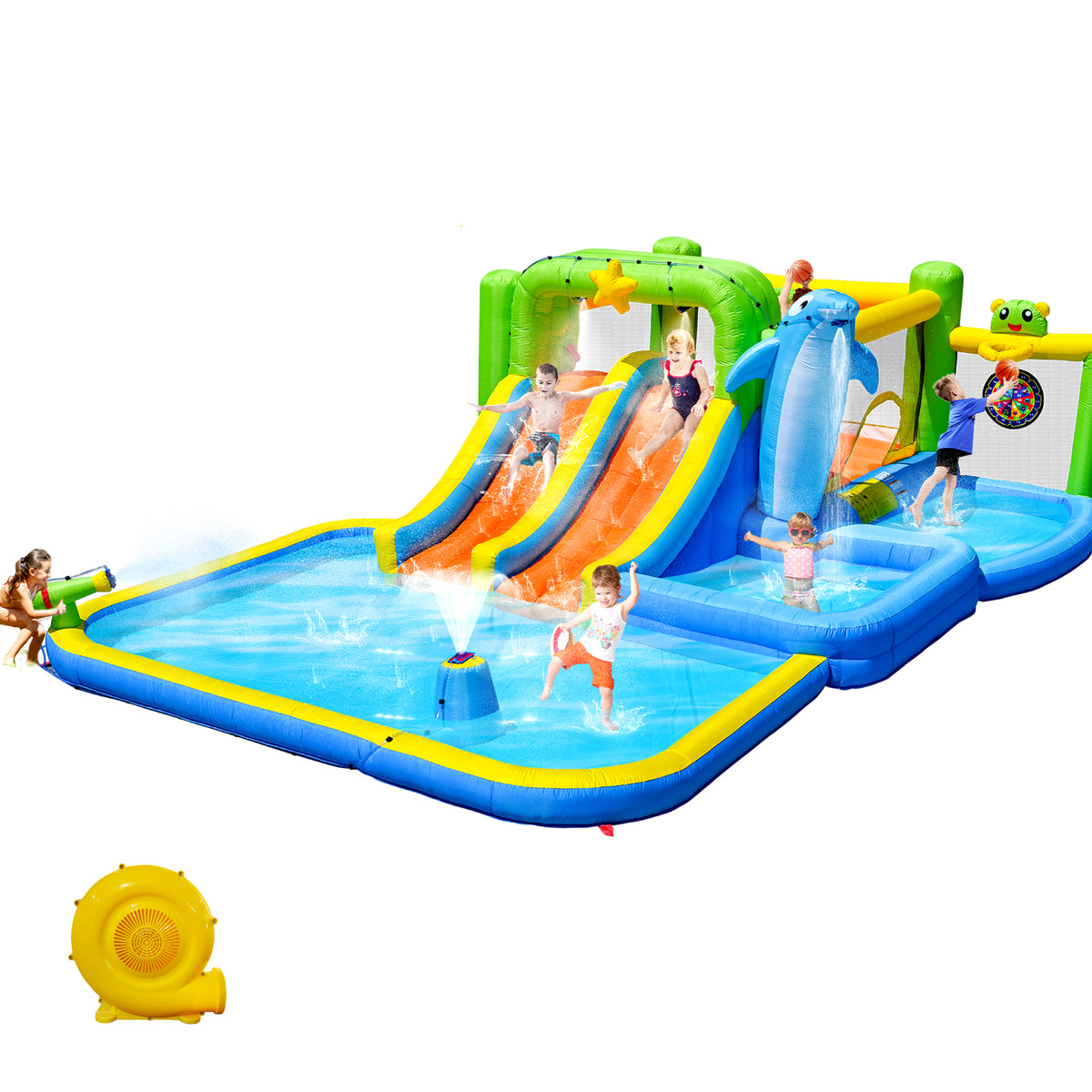 9 in 1 For Endless Fun Inflatable Bounce House with Blower Shower Soak Pool Spri
