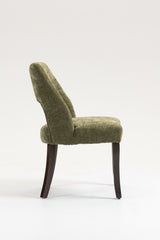 Set of 2 Solid Wood Dining Chair Tufted Green