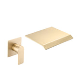 Brushed Gold Wall Mount Bathtub Faucet Waterfall Spout