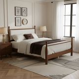 Queen Bed Frame Solid Poplar Plywood Upholstered Headboard