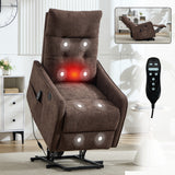 Brown Chenille Power Lift Recliner Chair Massage Heat USB