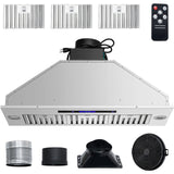 36" Stainless Steel Range Hood 900CFM 4-Speed Touch Remote LED