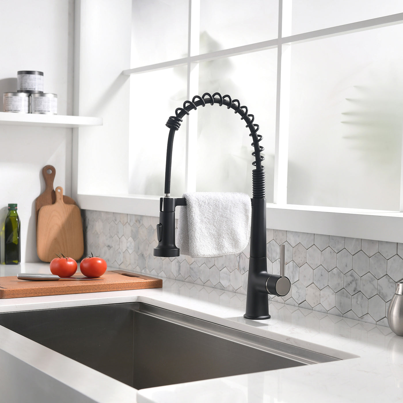 Black Kitchen Sink Faucet with Pull Down Sprayer