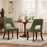 Set of 2 Solid Wood Dining Chair Tufted Green