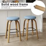 Set of 2 Fabric Bar Stool Swivel Blue