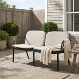 Luna Outdoor Patio Loveseat Beige Cushions Black Frame