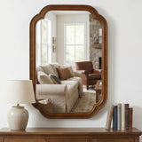 Black Walnut Wood Frame 20" x 30" Rounded Corner Mirror