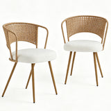 Set of 2 Metal Dining Chair Beige/Brown