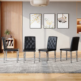 Set of 4 Metal Dining Chair Black/Silver