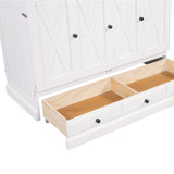 Farmhouse Style Solid Pine Murphy Bed Chest Cube with Charging Station and Storage Drawer, Full, White