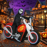 Halloween Inflatables Outdoor Decorations Grim Ghost Biker, Blow Up LED Yard Dec