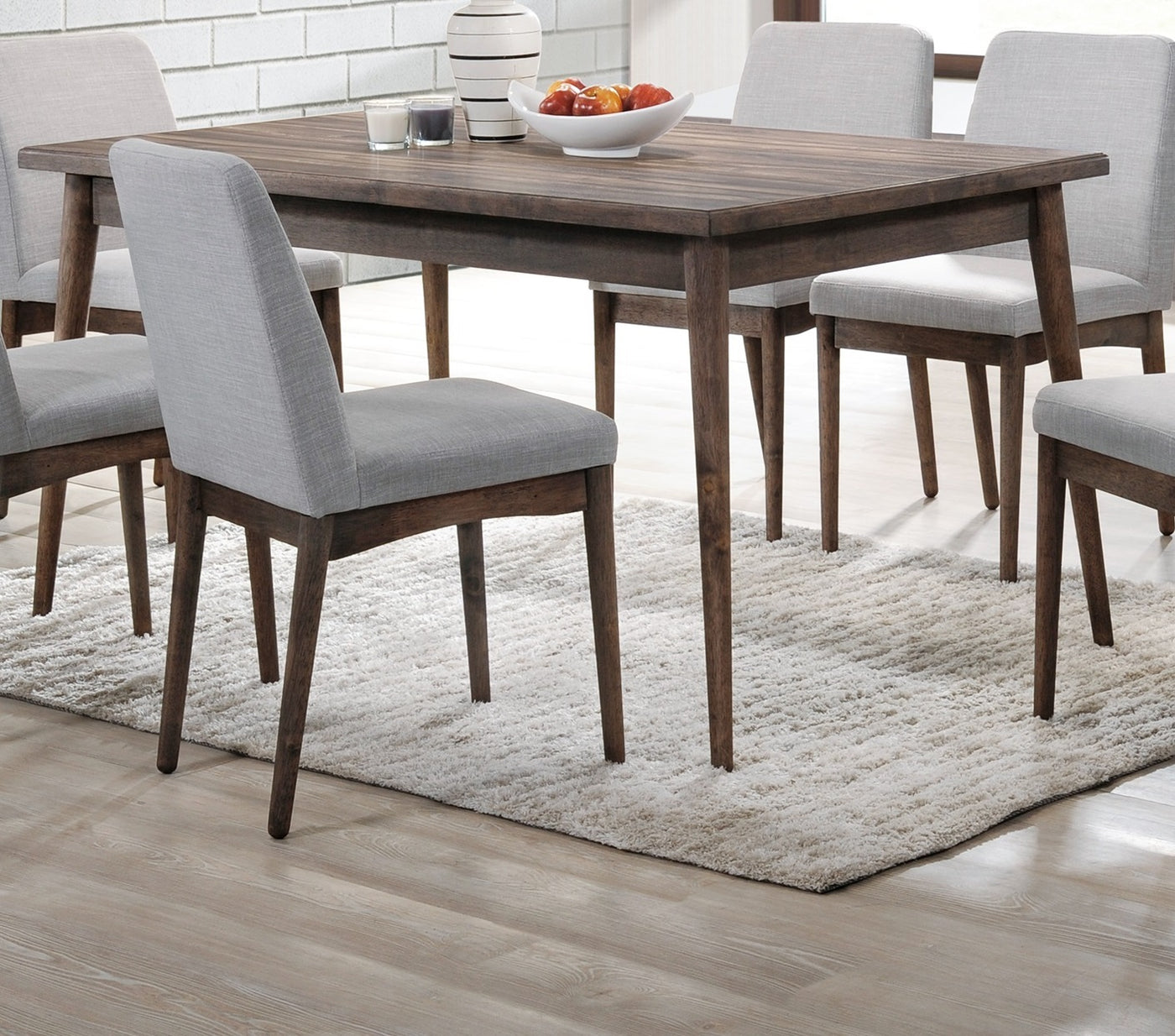 Walnut Finish Rectangle Dining Table Solid Wood