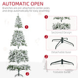 HOMCOM 9' Tall Unlit Snow Flocked Pine Artificial Christmas Tree with Realistic