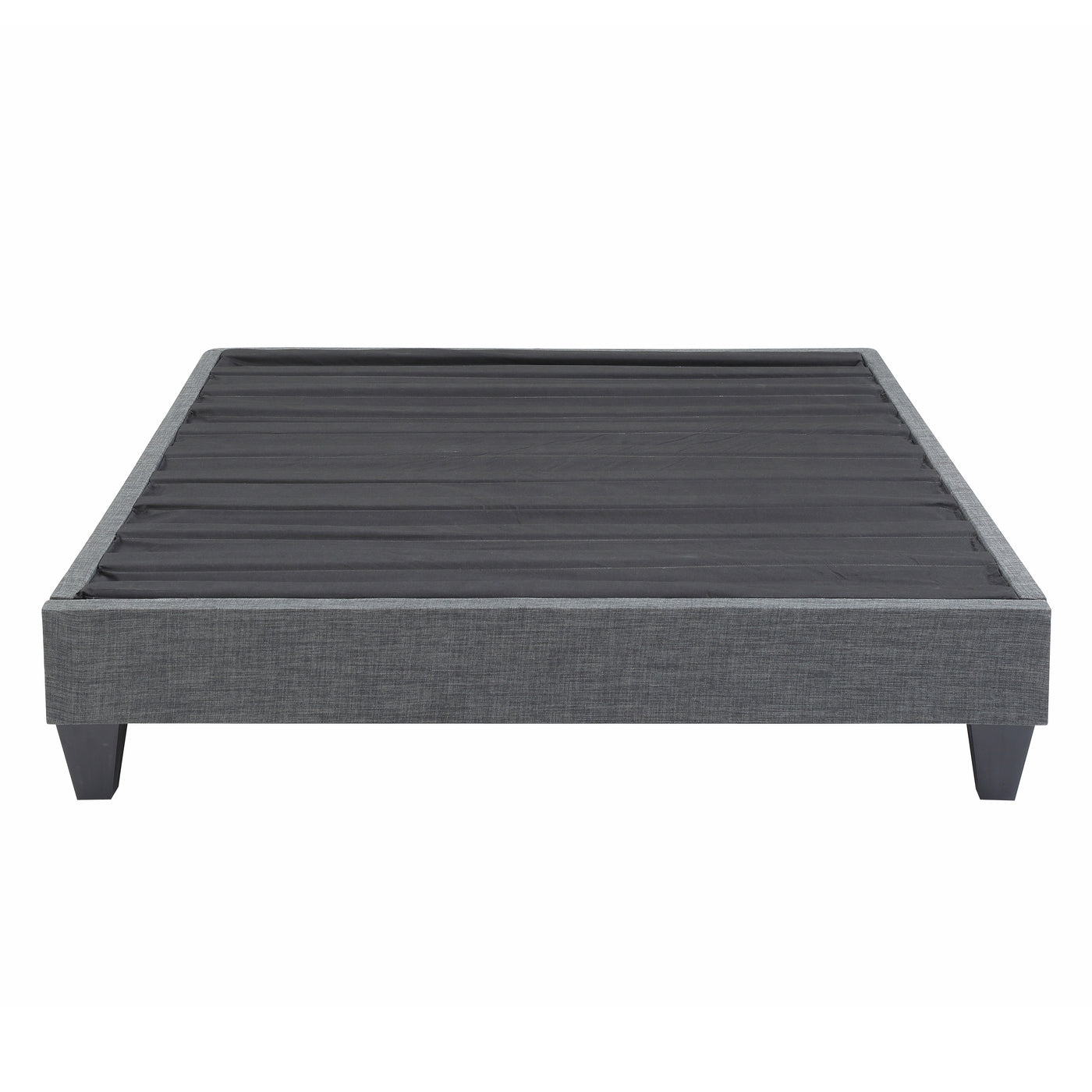Queen Grey Upholstered Platform Bed Frame, Polyester Fabric
