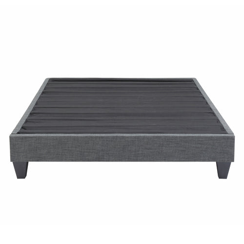 Queen Grey Upholstered Platform Bed Frame, Polyester Fabric
