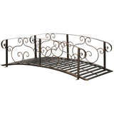 6' Metal Garden Arch Bridge with Safety Rails Bronze