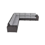 Outdoor Sectional Set HDPE Wicker Aluminum Gray 15 Cushions 2100 LB