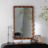 36.02" Mid-Century Modern Swirl Wood Frame Mirror