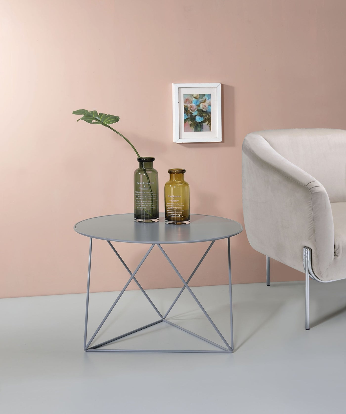 Gray Display & Utility Accent Table