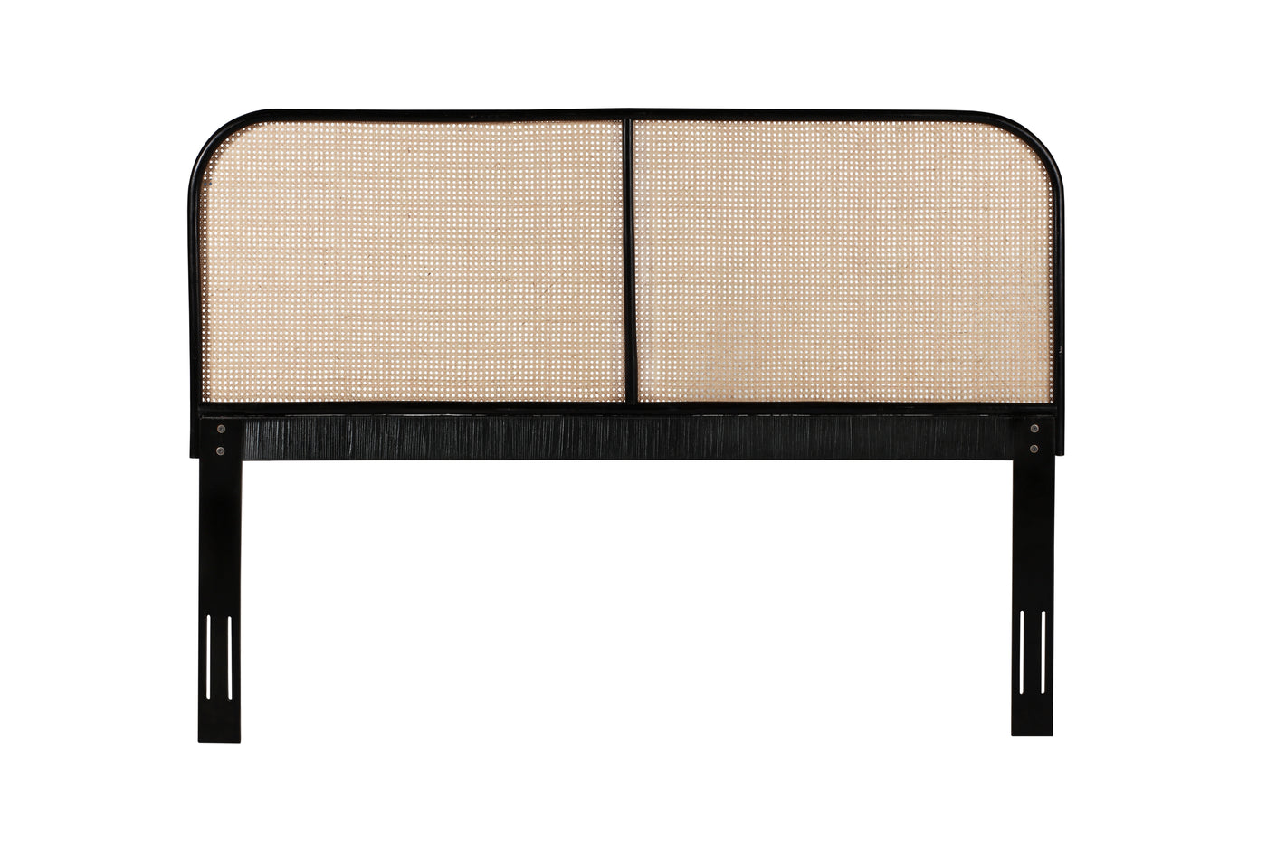 King Size Cane and Teak Rattan Headboard for Adjustable Bed