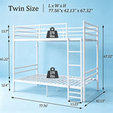 Twin Metal Bunk Bed White