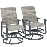 Set of 2 Wicker Rattan Swivel Patio Glider Chairs Yellow