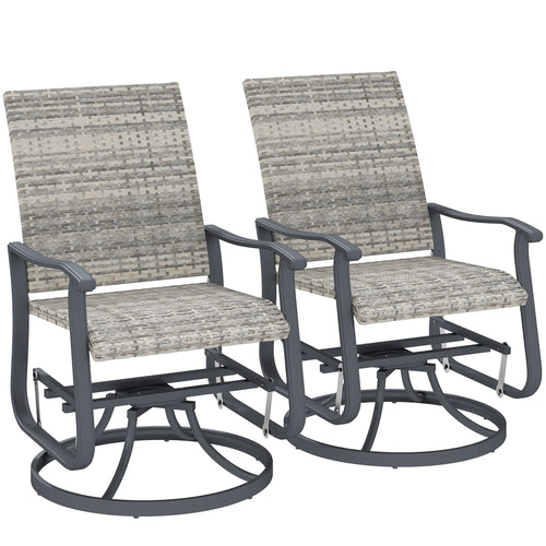 Set of 2 Wicker Rattan Swivel Patio Glider Chairs Yellow
