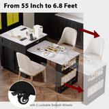 K&K 82.7 inch Kitchen Island with Extendable Dining Table for 4-6 Person,Faux Ma