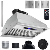 30" Stainless Steel Range Hood 900CFM 4-Speed Touch Remote LED