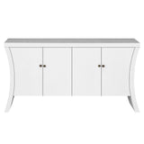 Industrial 4-Door Credenza with Wooden Arc Legs Bronze Clasps