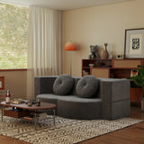 Floor Sofa Bed Corduroy Gray Convertible Sleeper Full Size 75.6 In