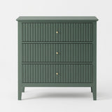 3-Drawer Engineered Wood Nightstand Green
