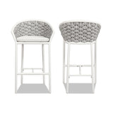 Patio Counter Stool Set of 2 - Rope & Aluminum - Optic White - 27.5"