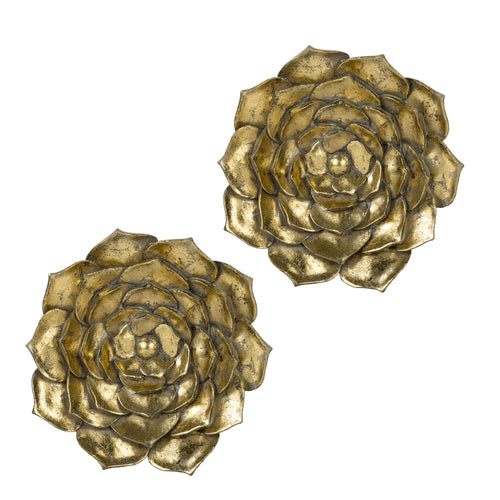 Succulent Wall Plaque 10" x 1.4" 2 Piece Set