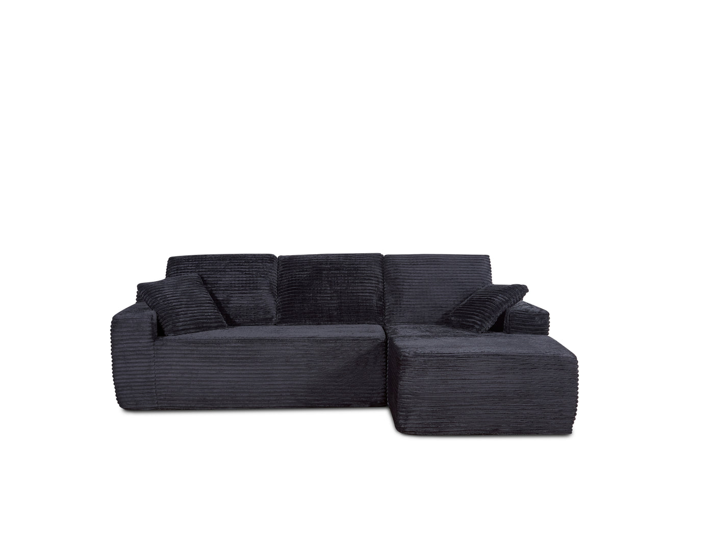 104-in Boneless Corduroy L-Shaped Sectional Sofa, Black