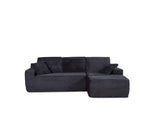 104-in Boneless Corduroy L-Shaped Sectional Sofa, Black