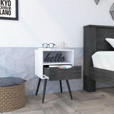 Four-Leg Nightstand with Drawer and Open Shelf, 20.9" Top