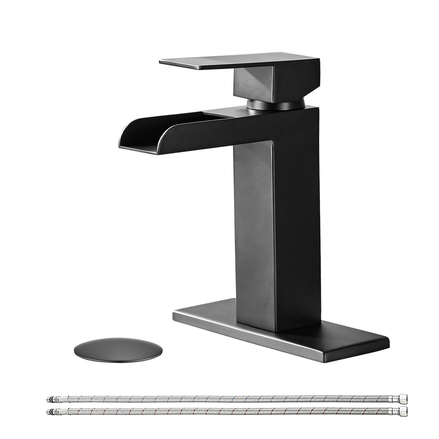 Matte Black Waterfall Bathroom Sink Faucet Single Handle Vanity
