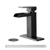 Matte Black Waterfall Bathroom Sink Faucet Single Handle Vanity