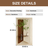 Adjustable 3-Color LED Sandstone Wall Decor with Simulated Green Plants