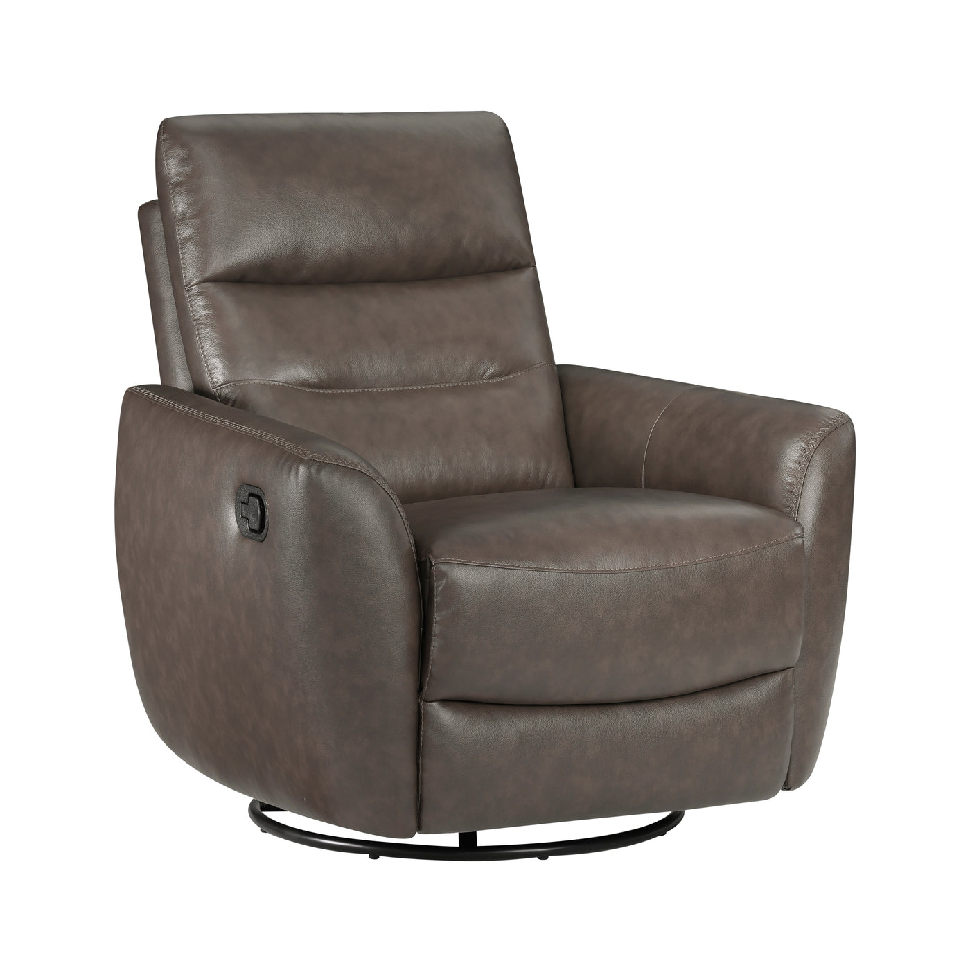 Dark Brown Leather Swivel Glider Recliner Chair