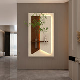 Adjustable 3-Color LED Sandstone Wall Decor with Simulated Green Plants