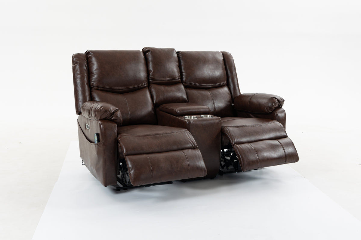 Faux Leather Loveseat Brown