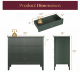 3-Drawer Engineered Wood Nightstand Green