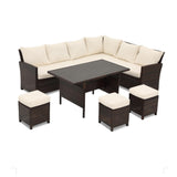 Outdoor Sectional Set PE Rattan 7 Piece Seats 8