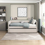 Daybed with Trundle Wood Sleeper Beige