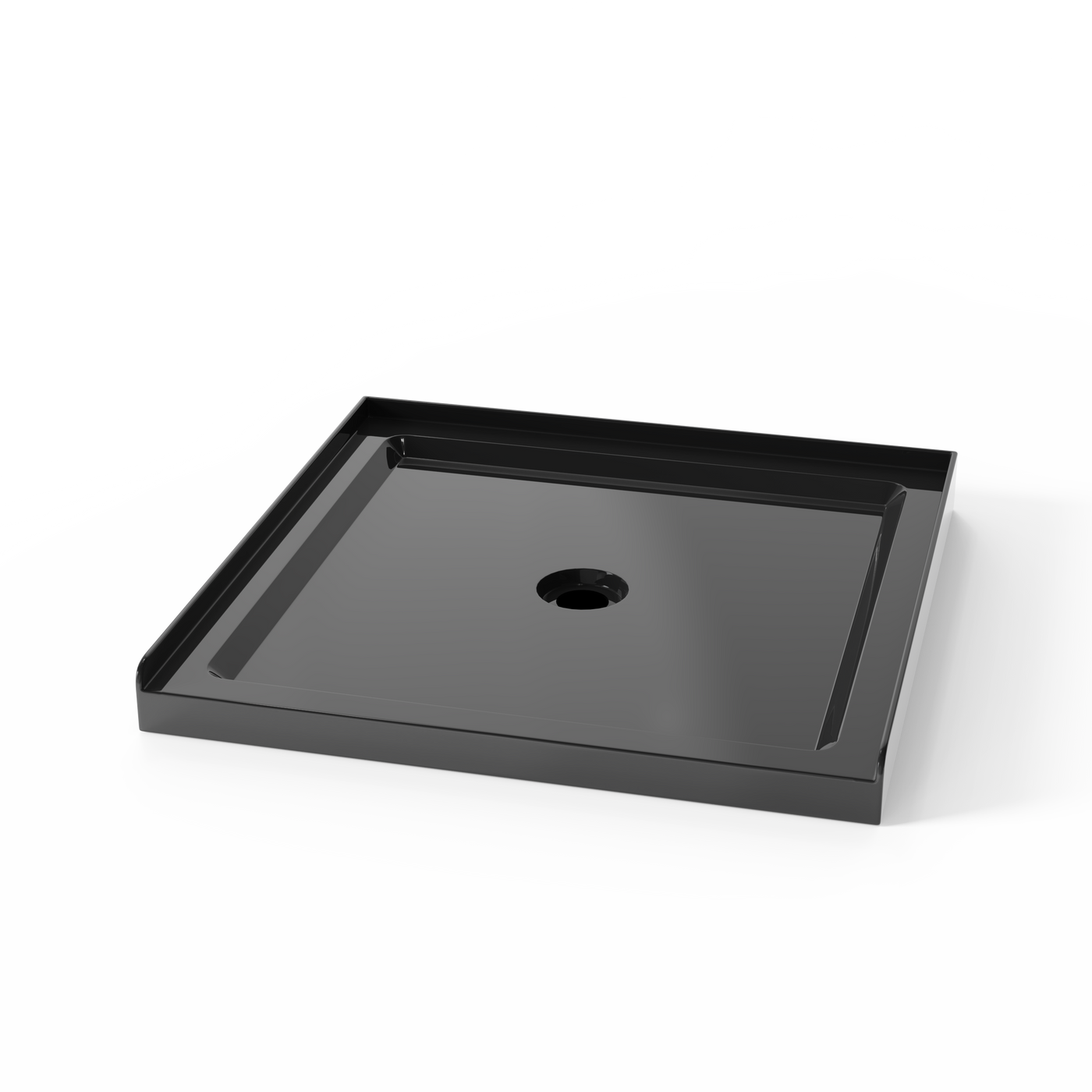 36x36 Black Acrylic Shower Base Anti-slip Center Drain