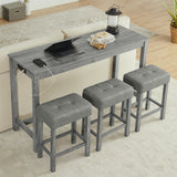 Solid Wood Bar Table Set Grey
