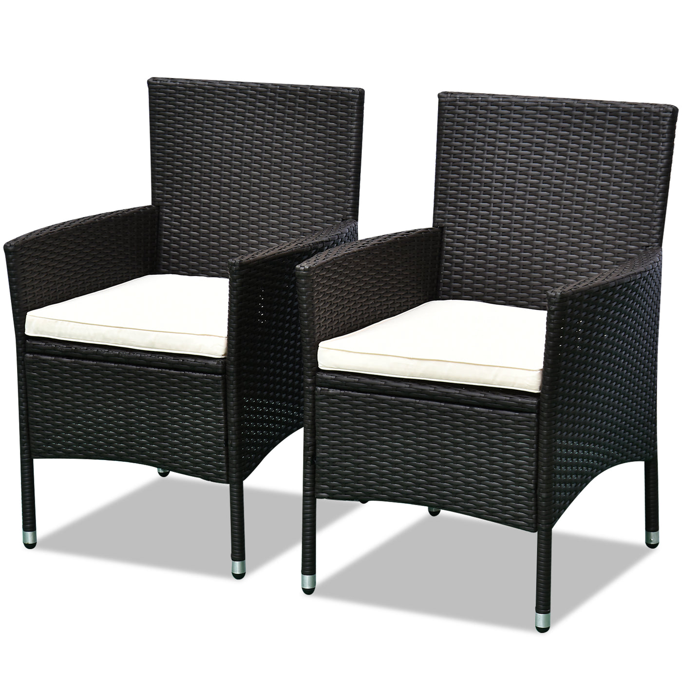 Rattan Wicker Patio Dining Chairs Set, Stackable, Dark Coffee